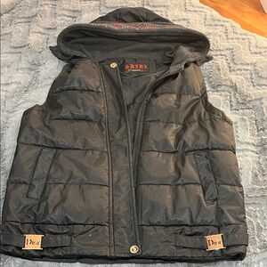 SDXBX Fashion Black Puffer Vest with Sparkly Hood
